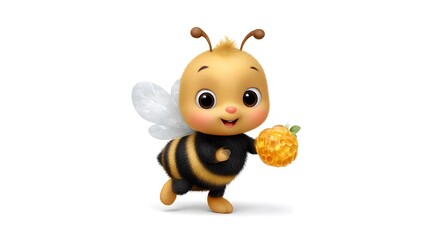 Naklejka premium 3d bee with a flower