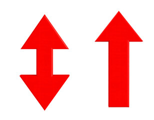 Red up and down arrows isolated on a white background