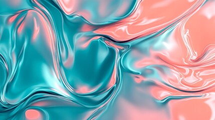 Obraz premium Abstract 3D Liquid Fluid Background in Vibrant Pink and Teal Colors