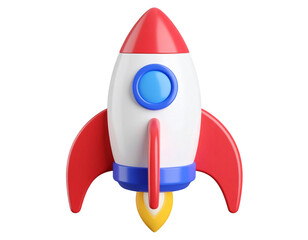 Cartoon rocket ship icon isolated on a white background