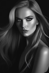Fototapeta premium Timeless portrait of a beautiful woman in monochrome elegance 