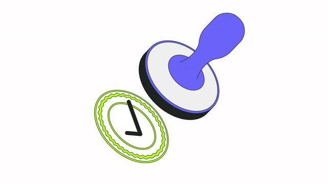Rubber stamp with approved check mark 2D onboarding ui animation. Rubberstamp validate sign. Certification. Approval compliance animated cartoon flat concept metaphor 4K video isolated on white