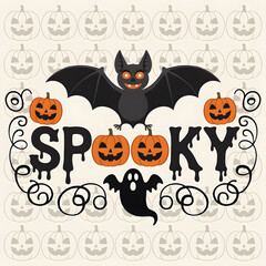 Spooky halloween bat ghost pumpkins design