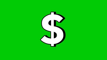 Green screen animation of a dollar icon. Perfect for video editing, finance content, or visual effects. Use this loop able clip in your projects for creative money-themed visuals.