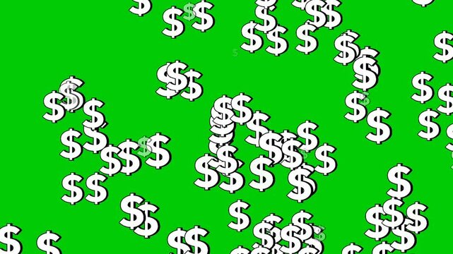 Green screen falling animation of a dollar icon. Perfect for video editing, finance content, or visual effects. Use this loo pable clip in your projects for creative money-themed visuals.