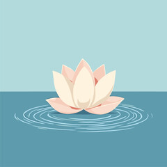 Serene Pink Lotus Flower on Calm Water - Minimalist Illustration