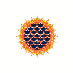 Abstract Sun Mandala with Scaled Texture, Ornate Design Element