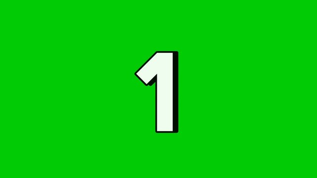 Falling Number 1 one Animation on Green Screen Background.Video elements Effect for Video Editing, Chroma Key, Motion Graphics, and Stock Footage Projects