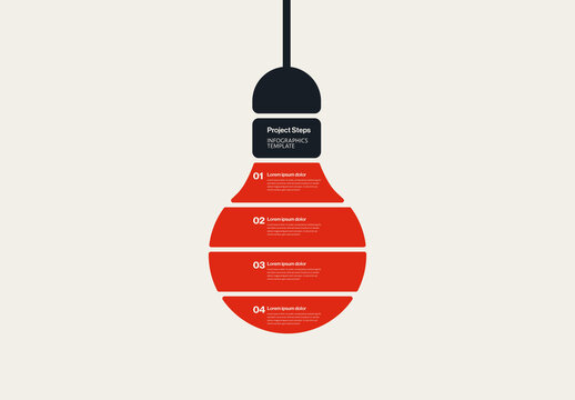 Lightbulb Infographic Template with Project Steps Layout