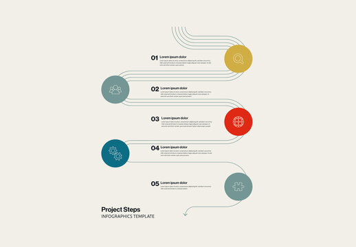 Project Steps Timeline Infographic Template with Multiple Lines