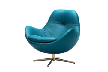 [Transparent Background PNG]Modern Teal Leather Egg Chair Design