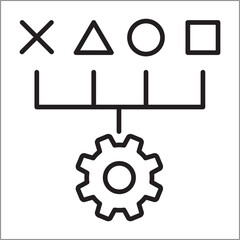 Setting and strategy icon. Icon symbol of adjustment, control, plan, arrangement. Vector illustration