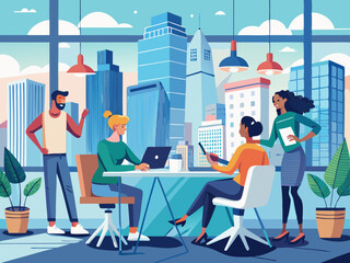  a stylish tech startup office located on the roof