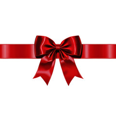Fototapeta premium [Transparent Background PNG]Elegant Red Ribbon Bow on White Background