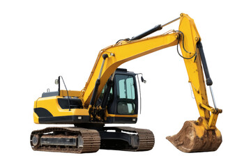[Transparent Background PNG]Yellow Excavator Isolated on White Background