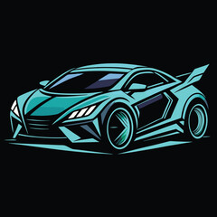 Naklejka premium Automotive Neon Car Wash Design on Black