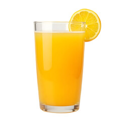 Glass of Orange Juice with Lemon Slice on Transparent Background