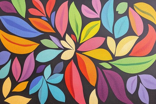 Abstrakte Bl&uuml;tenbl&auml;tter-Komposition in leuchtenden Farben