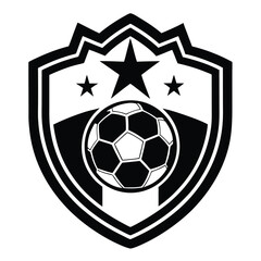 Shield Stars and Soccer Ball Graphic Monochrome Art