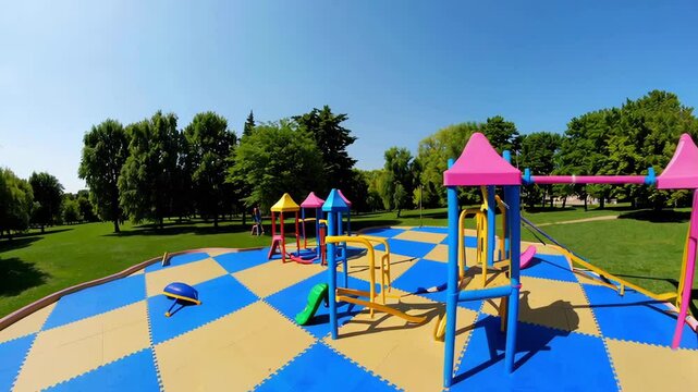 Vibrant Playground with Climbing Frames