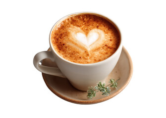 [Transparent Background PNG]Aromatic Heart-Shaped Latte Art Coffee Cup