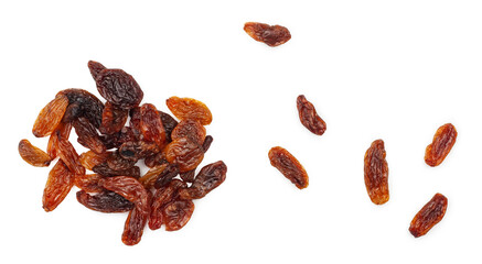 Raisins isolated on a white background, contour