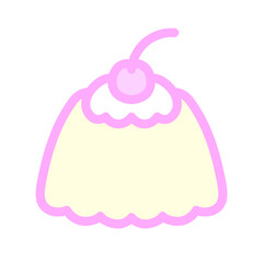 レトロな黄色のさくらんぼクリームゼリー⭐︎PNG