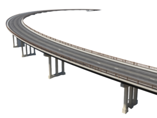 [Transparent Background PNG]Curved Highway Overpass Bridge Structure