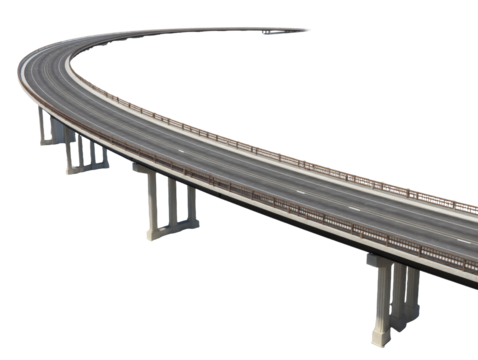 [Transparent Background PNG]Curved Highway Overpass Bridge Structure