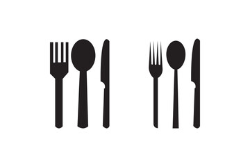spoon and fork icon set. spoon, fork and knife icon vector. restaurant icon