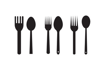 spoon and fork icon set. spoon, fork and knife icon vector. restaurant icon