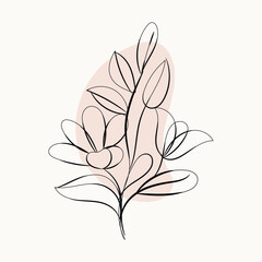 Elegant Minimalist Line Art Flower Botanical Illustration
