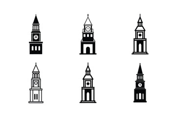 Flat Style Clock Tower Vector Image
