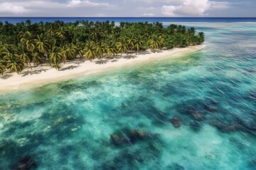Tropical island with palm trees and turquoise water