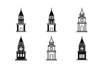 Obraz premium Icon Style Clock Tower Vector Clipart