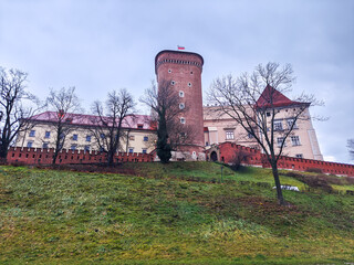 Wawel Castle complex in Krakow, Winter Day