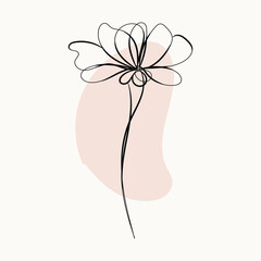 Abstract Line Art Flower Minimalist Botanical Illustration