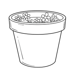 Flower Pot coloring page, coloring book for kids, flower pot isolated vector, flower pot drawing coloring book for children