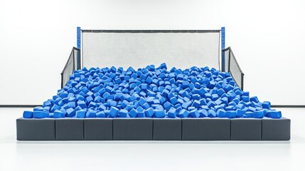 Foam Pit for Trampolining and Gymnastics with Blue Blocks