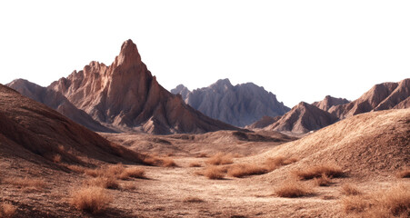 Naklejka premium [Transparent Background PNG]Desert Mountain Landscape with Dramatic Peaks