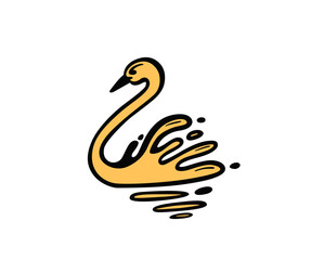 liquid swan art style logo design template illustration inspiration