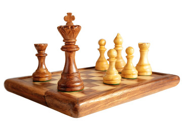 [Transparent Background PNG]Wooden Chess Set Pieces in Play