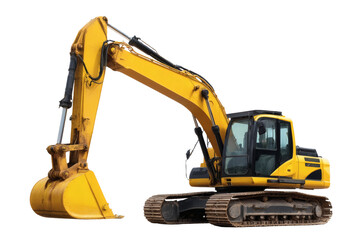 [Transparent Background PNG]Yellow Excavator on White Background