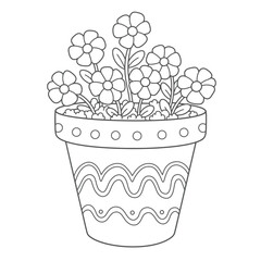 Flower Pot coloring page, coloring book for kids, flower pot isolated vector, flower pot drawing coloring book for children