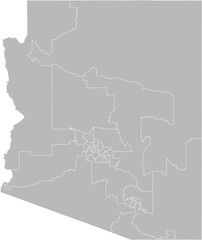 Arizona state house districts vector map (Web Mercator projection, PPT-compatible & fully editable)