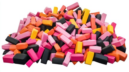 Colorful Assorted Erasers Piled Together in a Vibrant Arrangement