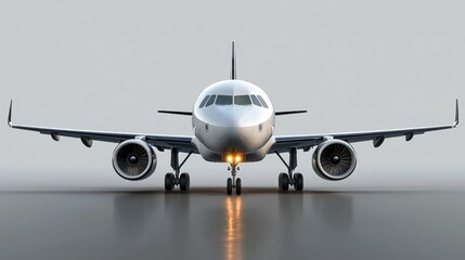 Naklejka premium A Sleek Modern Airplane Ready for Takeoff, Capturing the Essence of Air Travel and Technological Advancement