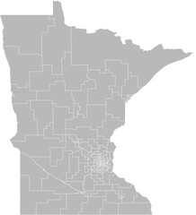 Fototapeta premium Minnesota state house districts vector map (Web Mercator projection, PPT-compatible & fully editable)