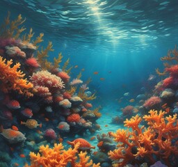 Illustration of underwater coral environment.