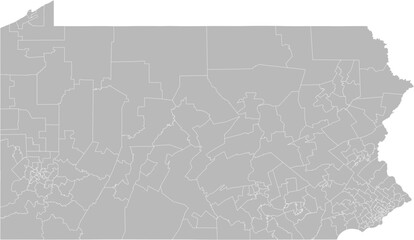 Pennsylvania state house districts vector map (Web Mercator projection, PPT-compatible & fully editable)